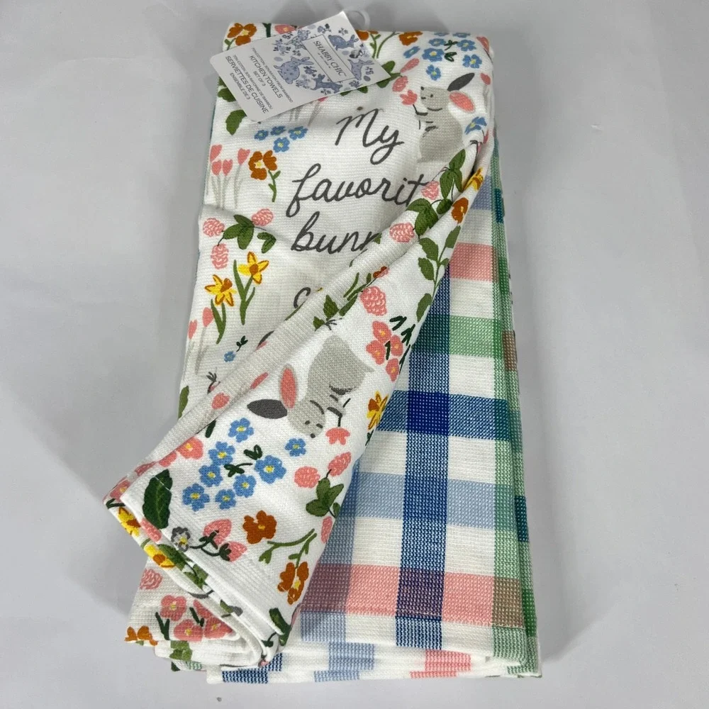 Shabby Chic Kitchen Towels Bunnies Call Me Grammy Easter Spring Decor‎ (3 Count)